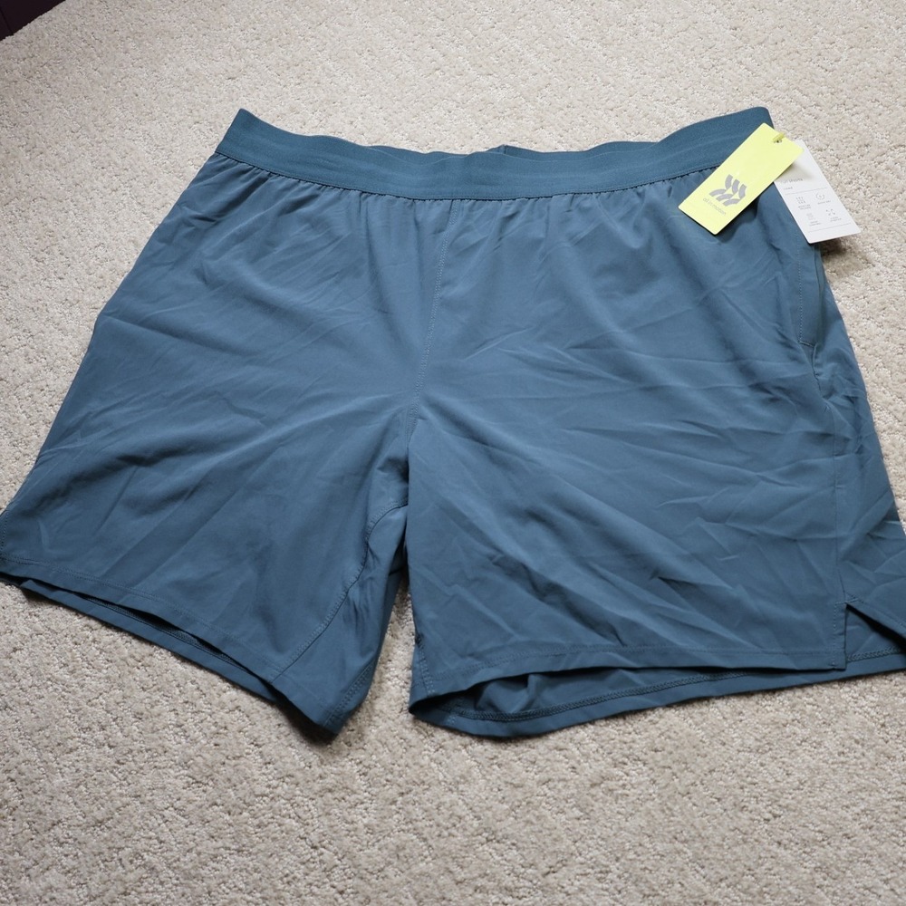All in Motion Men 7" Active Lined Run Shorts Teal Blue XL NWT